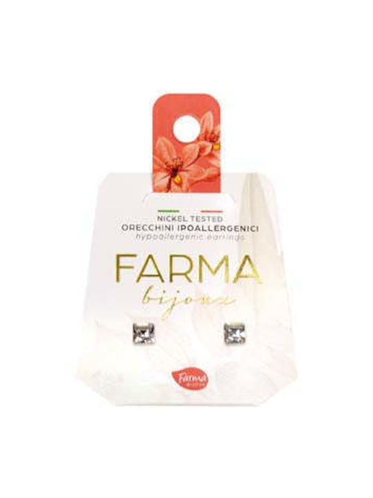 FARMA BIJOUX - Υποαλλεργικά Σκουλαρίκια Κρύσταλλα Τετράγωνα 10mm (BE37C01) 1 Ζευγάρι