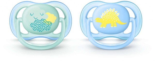AVENT - Ultra Air Ορθοδοντική Πιπίλα Σιλικόνης με Κρίκο για Αγόρια, 0-6 Μηνών 2 Τμχ