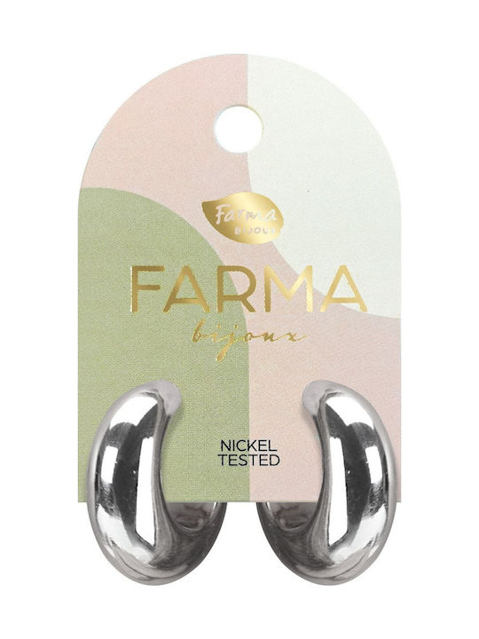 FARMA BIJOUX - Υποαλλεργικά Σκουλαρίκια Silver Hoops Κρίκοι Ασημί (WOW1) 28mm 1 Ζευγάρι
