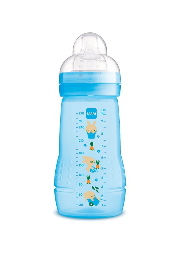 MAM - Easy Active Baby Bottle Πλαστικό Μπιμπερό Εύκολο στο Κράτημα 2m+ 360SB Μπλε 270ml