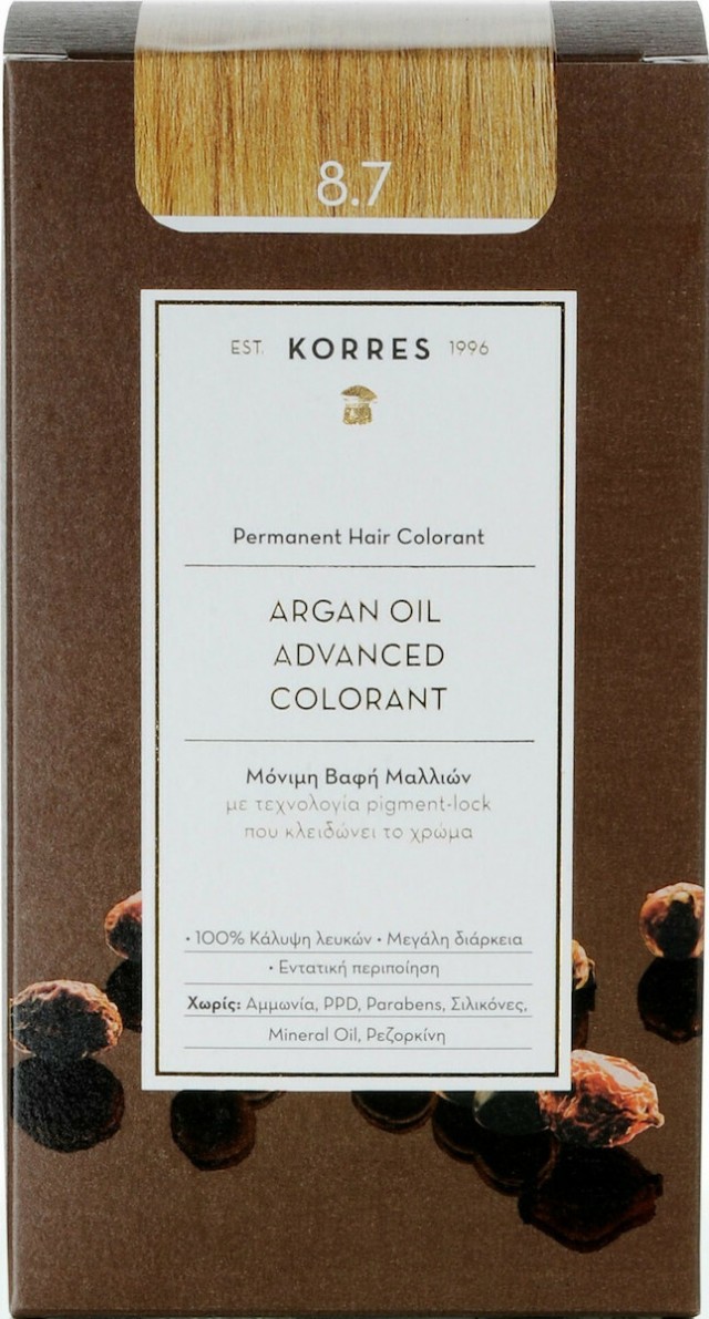 KORRES - Argan Oil Advanced Colorant Βαφή Μαλλιών 8.7 Καραμέλα 50ml