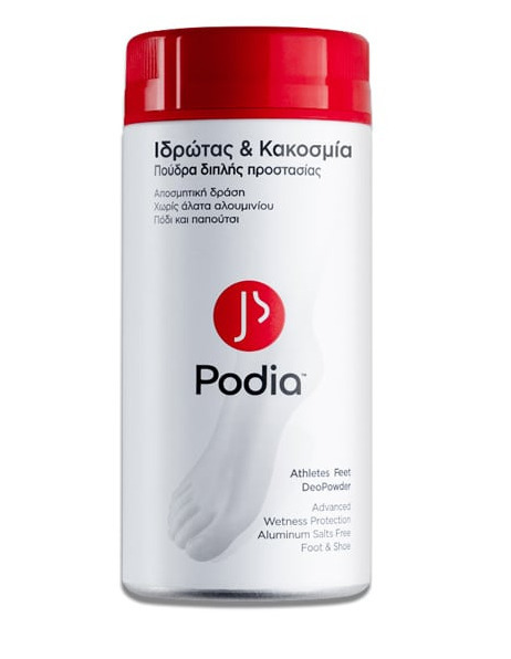 PODIA - Athletes Feet DeoPowder Πούδρα Διπλής Προστασίας Κατά του Ιδρώτα & Της Κακοσμίας 100gr