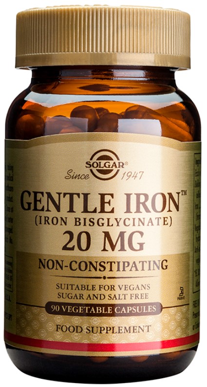 SOLGAR - Gentle Iron 20mg, Συμπλήρωμα Διατροφής Με Σίδηρο 90 Φυτικές Κάψουλες