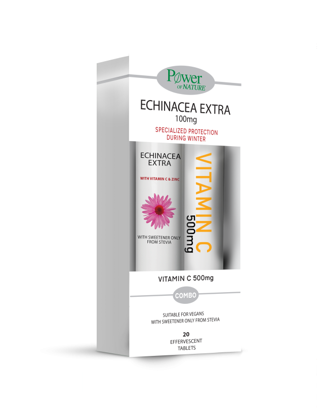 POWER HEALTH - Promo Echinacea Extra με Στέβια 20 Αναβράζοντα Δισκία - Vitamin C 500mg 20 Αναβράζοντα Δισκία