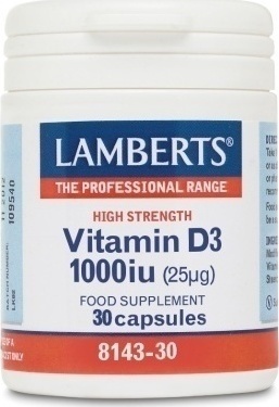 LAMBERTS - Vitamin D3 1000iu, Για Την Υγεία Οστών, Δοντιών, Ανοσοποιητικού 30caps