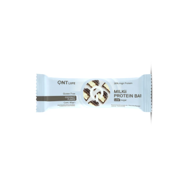 QNT - Milkii Protein Bar Coconut Flakes με 28% Πρωτεΐνη & Γεύση Καρύδα 60gr