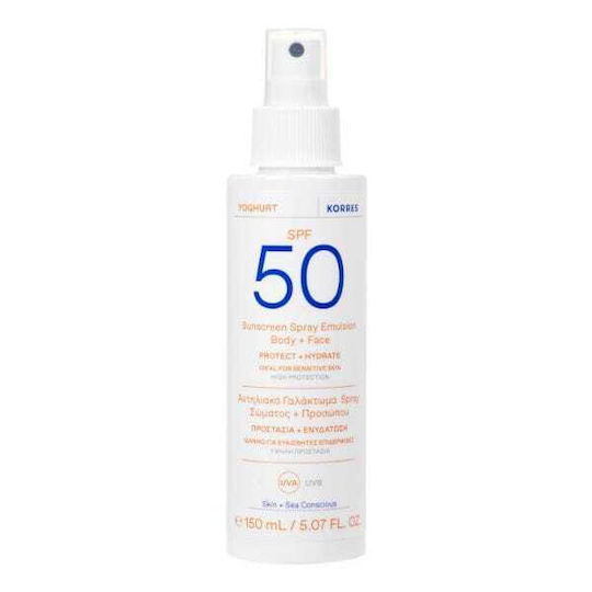 KORRES - Yoghurt Sunscreen Spray Emulsion Αντηλιακό Γαλάκτωμα Spray Σώματος & Προσώπου SPF50 150ml