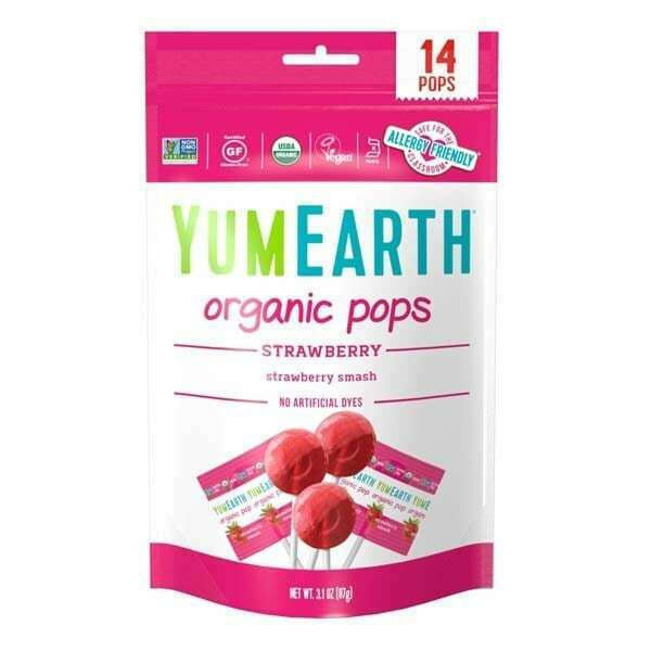 YUMEARTH - Organic Pops Strawberry - Βιολογικά Γλειφιτζούρια Φράουλα, 14τμχ