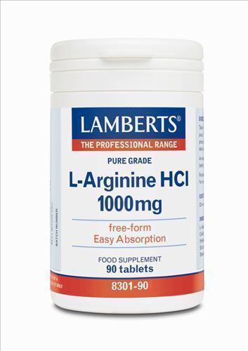 LAMBERTS - Συμπλήρωμα Διατροφής Αργινίνης 1000mg για τη Φυσική Τόνωση της Σεξουαλικής Επιθυμίας και Απόδοσης - 90tabs