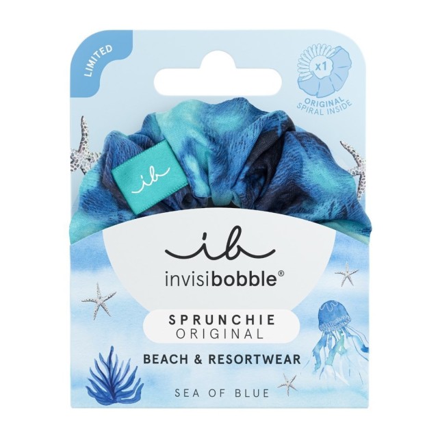 INVISIBOBBLE - Sprunchie Bikini Sea of Blues Υφασμάτινο Λαστιχάκι Μπλε, 1τμχ