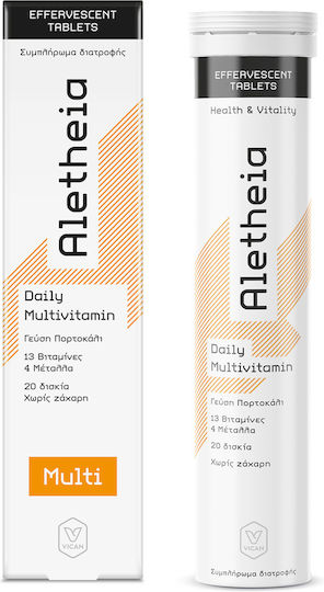 ALETHEIA - Daily Multivitamin Πολυβιταμίνη για Ενέργεια με Γεύση Πορτοκάλι 20 Αναβράζοντα Δισκία
