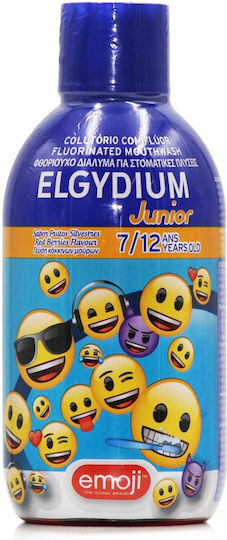 ELGYDIUM - Junior Emoji Mouthwash Στοματικό Διάλυμα 250ppm με Γεύση Κόκκινα Μούρα για Παιδιά 7-12 Ετών 500ml