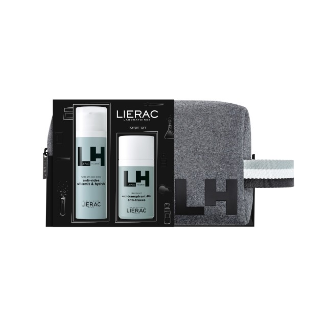 LIERAC - Promo Homme Global Anti-Aging Fluid Κρέμα Με Αντιγηραντική Δράση 50ml & Deodorant Αποσμητικό 48ώρης Προστασίας 50ml