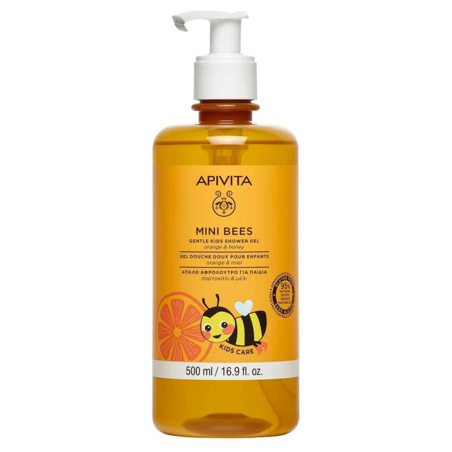 APIVITA - Mini Bees Υποαλλεργικό Παιδικό Αφρόλουτρο με Μέλι Πορτοκάλι σε Μορφή Gel 500ml