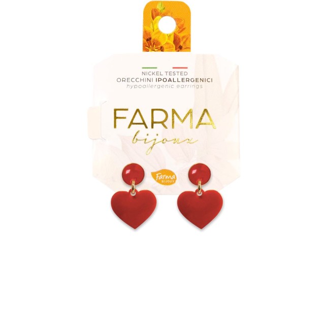 FARMA BIJOUX - Υποαλλεργικά Σκουλαρίκια Κρεμαστές Κόκκινες Καρδιές 20,0mm (BEPS13) 1 Ζευγάρι