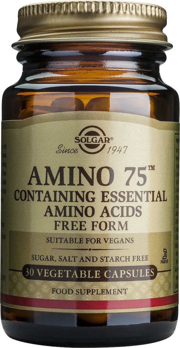 SOLGAR - Amino 75 Συμπλήρωμα Διατροφής με Ποικιλία Βασικών Αμινοξέων του Μυϊκού Συστήματος, 30 caps