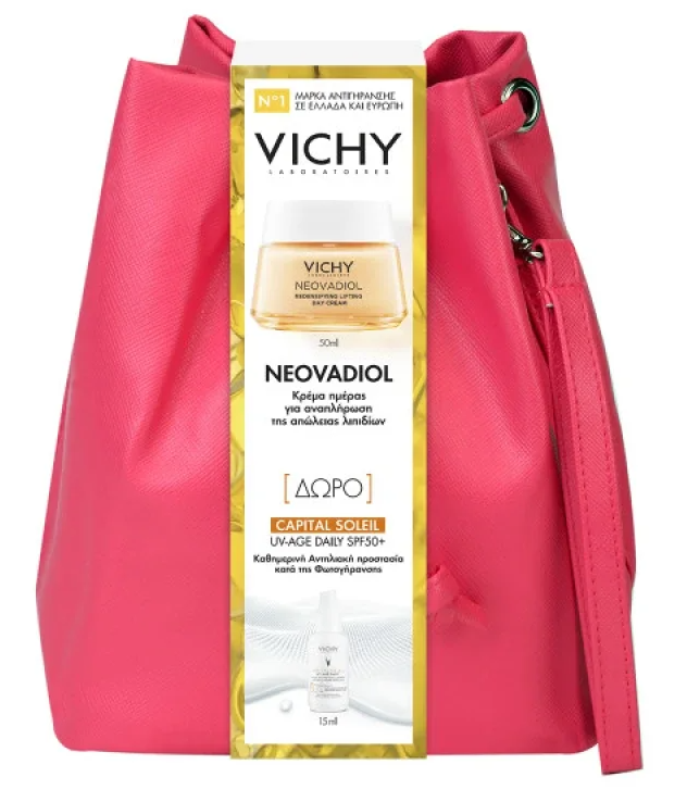 VICHY - Promo Neovadiol Day Cream για Κάθε Τύπο Επιδερμίδας 50ml + Δώρο Capital Soleil SPF50+ UV-AGE Daily 15ml σε Μοντέρνο Τσαντάκι