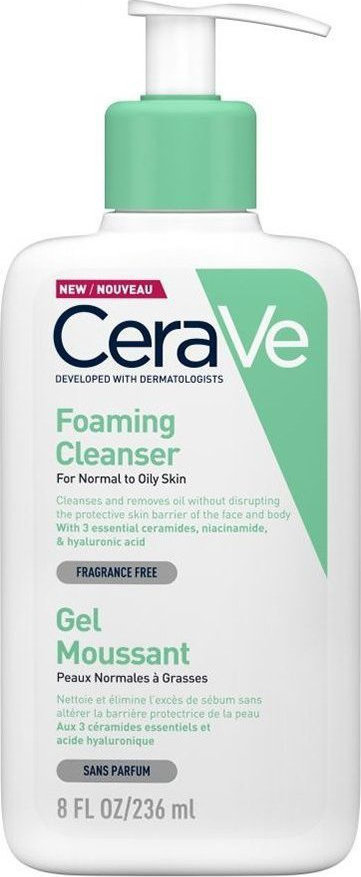 CERAVE - Foaming Cleanser Gel Καθαρισμού για Κανονικές έως Λιπαρές Επιδερμίδες, 236ml