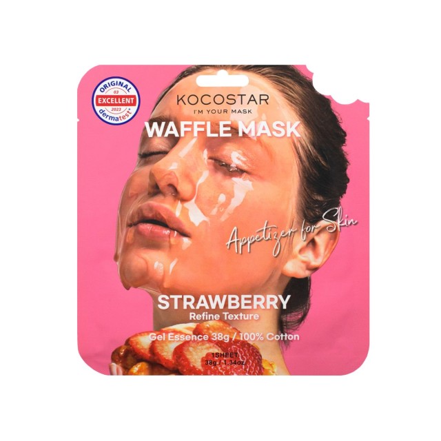 KOCOSTAR - Waffle Mask Strawberry - Μάσκα Προσώπου για Καθαρισμό & Λάμψη 40gr