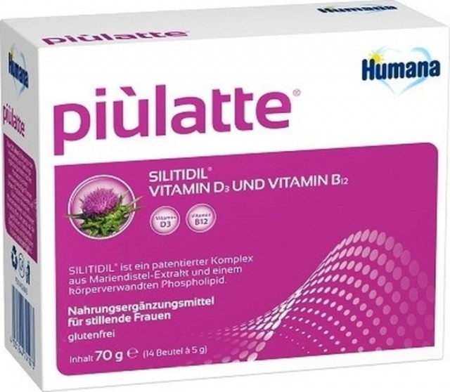 HUMANA - Piulatte 70gr (14 x 5gr) φακελίσκοι - Συμπλήρωμα Διατροφής για Θηλάζουσες Γυναίκες