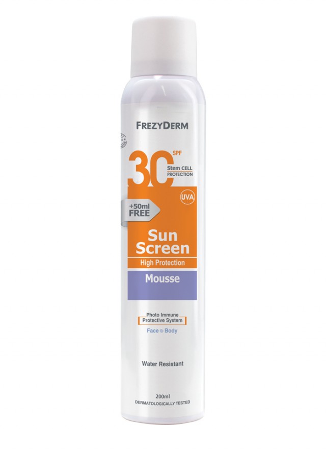 FREZYDERM - Sun Screen Mousse SPF30 Αντηλιακό Προσώπου - Σώματος 200ml