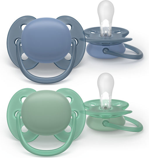 AVENT - Ultra Soft Ορθοδοντικές Πιπίλες Σιλικόνης 6-18m+ Μπλε- Πράσινο 2τμχ