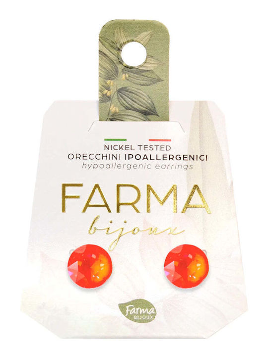 FARMA BIJOUX - Υποαλλεργικά Σκουλαρίκια Κρύσταλλα Πορτοκαλί 8,3mm 1 Ζευγάρι