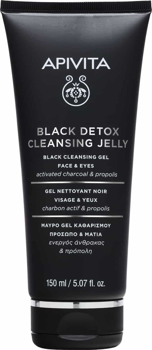 APIVITA - Black Detox Cleansing Jelly Face  Eyes Gel Καθαρισμού Προσώπου Με Ενεργό Άνθρακα 150ml