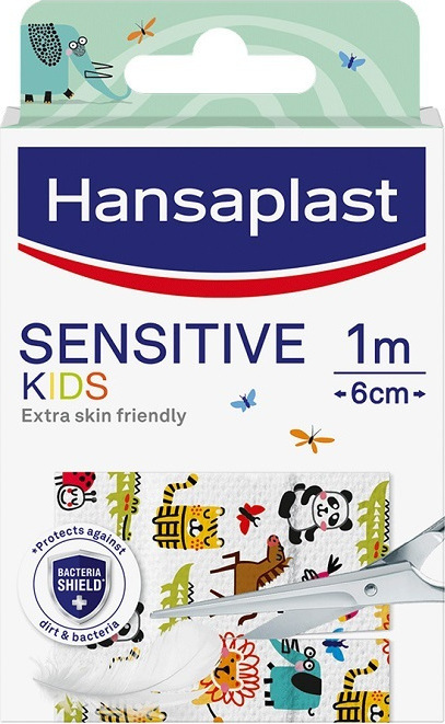 HANSAPLAST - Sensitive Kids Animals Παιδικά Υποαλλεργικά Αυτοκόλλητα Επιθέματα με Σχέδιο Ζωάκια 1m x 6cm 10 Strips