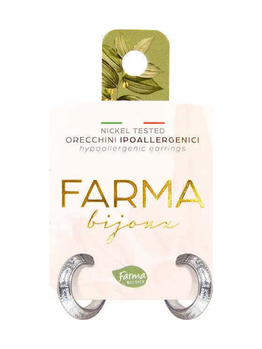 FARMA BIJOUX - Υποαλλεργικά Σκουλαρίκια Κρίκοι Ασημί Ανάγλυφοι 12mm 1 Ζευγάρι