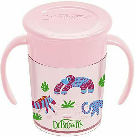 DR. BROWNS - Εκπαιδευτικό Κύπελλο Cheers 360° Με Λαβές Ροζ για 6m+ 200ml