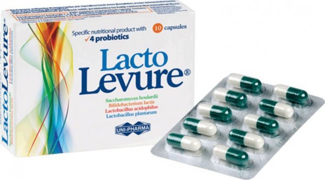 UNI-PHARMA - Lacto Levure Συμπλήρωμα Διατροφής Με 4 Προβιοτικά για Αποκατάσταση Εντερικής & Κολπικής Χλωρίδας 10 κάψουλες