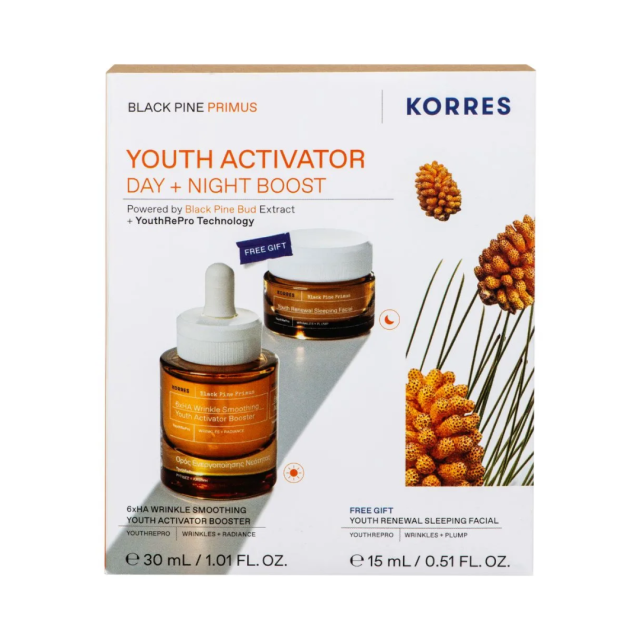 KORRES - Promo Black Pine Primus Youth Activator Day + Night Boost Ορός Ενεργοποίησης Νεότητας 30ml & Δώρο Black Pine Primus Youth Renewal Sleeping Facial Κρέμα Νύχτας 15ml