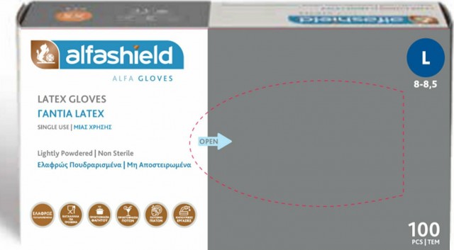ALFASHIELD - Γάντια Latex Λευκά Ελαφρώς Πουδραρισμένα Μη Αποστειρωμένα Large 100 Τμχ