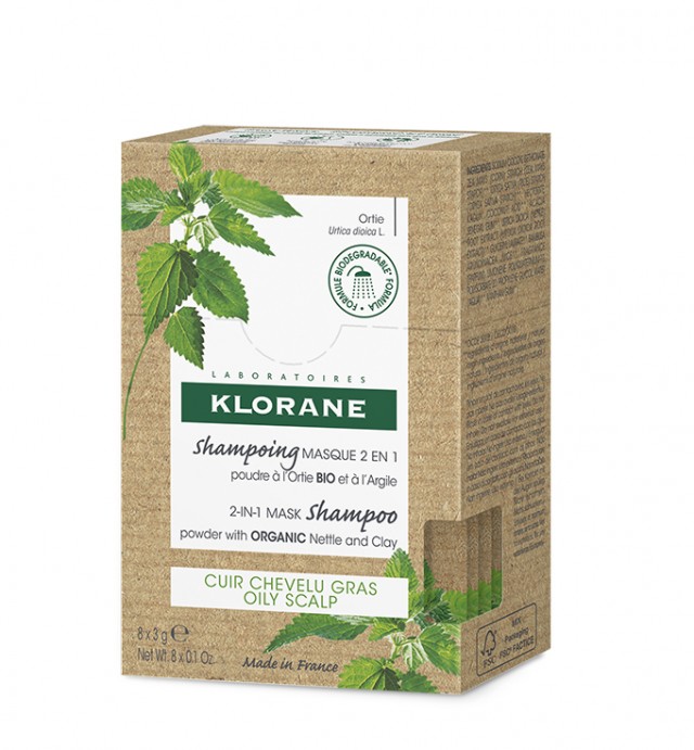 KLORANE - Ortie Shampoing Masque Σαμπουάν Mάσκα 2 σε 1 για Λιπαρά Μαλλιά με Τσουκνίδα 8x3gr