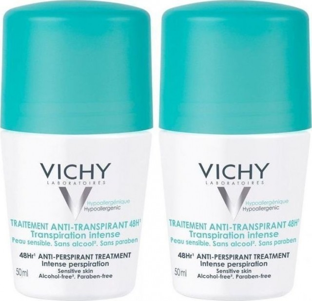VICHY - Promo Deodorant Intensive Anti Perspirant Αποσμητικό Roll-on 48ωρης Προστασίας 2x50ml