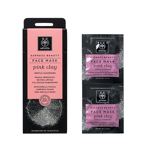 APIVITA - Express Beauty Pink Clay Μάσκα Καθαρισμού Με Ροζ Άργιλο 2x8ml