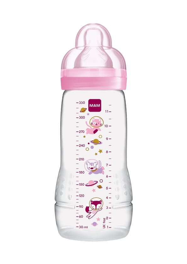 MAM - Easy Active Baby Bottle Πλαστικό Μπιμπερό Εύκολο στο Κράτημα 4m+ 361SG Ροζ 330ml