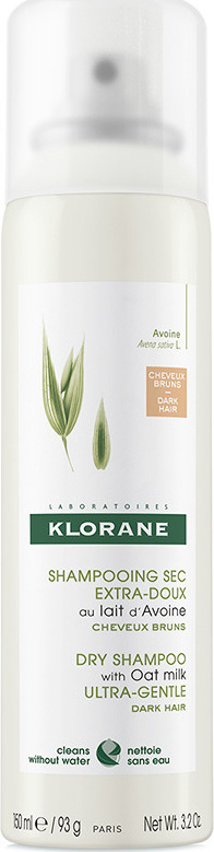 KLORANE - Dry Shampoo with Oat Milk Ultra-Gentle Spray Ξηρό Σαμπουάν με Γαλάκτωμα Βρώμης για Καστανά-Σκούρα Μαλλιά 150ml