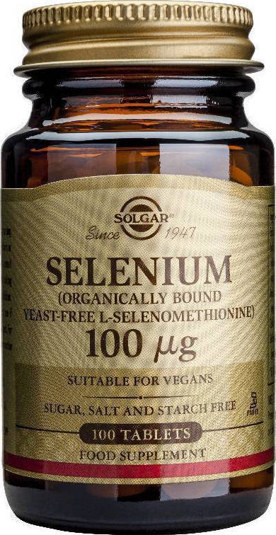 SOLGAR -  Selenium 100mg Συμπλήρωμα Διατροφής με Οργανικό Σελήνιο 100 ταμπλέτες