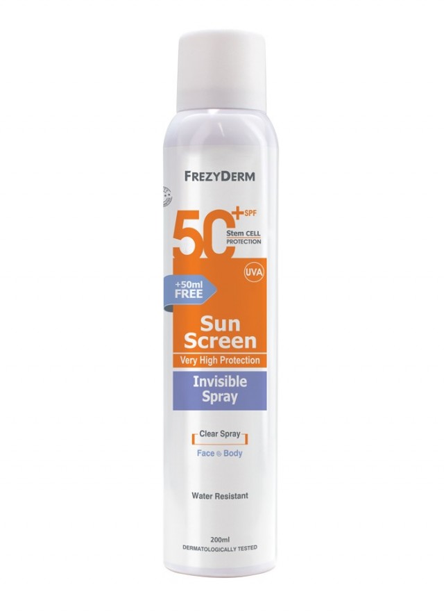 FREZYDERM - Sun Screen Invisible Spray SPF50+ Αντηλιακό Σπρέι Σώματος 200ml