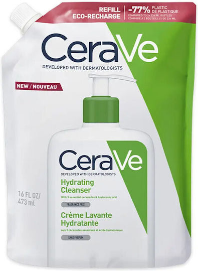 CERAVE - Hydrating Cleanser Refill - Κρέμα Καθαρισμού για Κανονική έως Ξηρή Επιδερμίδα 473ml