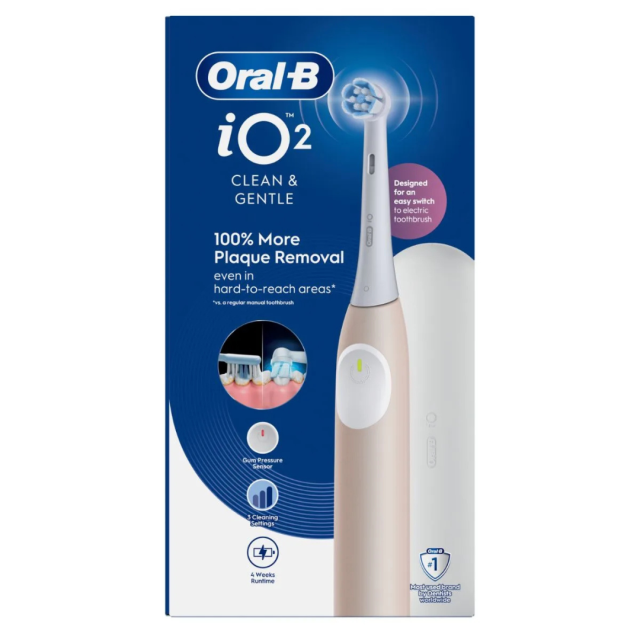 ORAL-B - iO2 Clean & Gentle Pink - Ηλεκτρική Οδοντόβουρτσα με Αισθητήρα Πίεσης και Θήκη Ταξιδίου Ροζ 1 τμχ