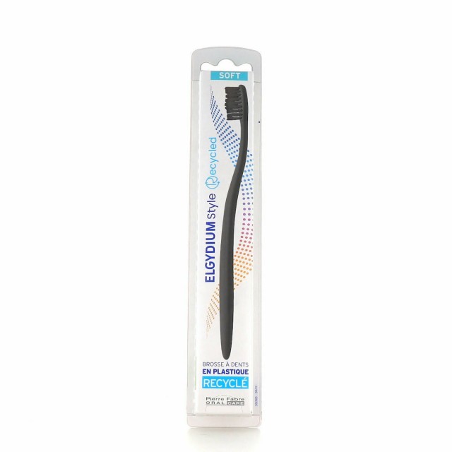 ELGYDIUM -  Style Recycled Toothbrush Soft Χειροκίνητη Οδοντόβουρτσα Κατασκευασμένη Από Ανακυκλώσιμα Υλικά 1 Τεμάχιο - Μαύρο