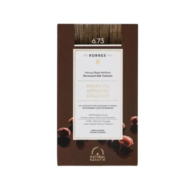 KORRES - Argan Oil Advanced Colorant Βαφή Μαλλιών 6.73 Χρυσό Κακάο 50ml