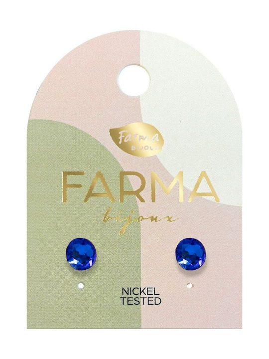 FARMA BIJOUX - Υποαλλεργικά Σκουλαρίκια Πέτρες Μπλε 6.2mm 1 Ζευγάρι
