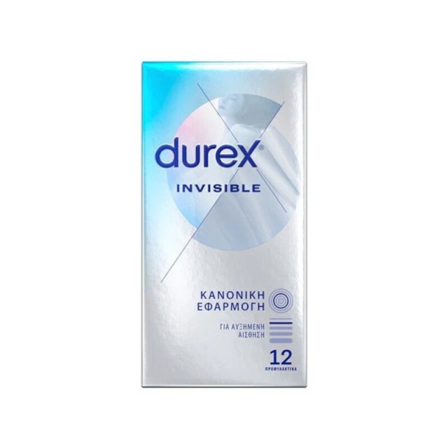 DUREX - Invisible Προφυλακτικά Εξαιρετικά Λεπτά Κανονική εφαρμογή 12τμχ
