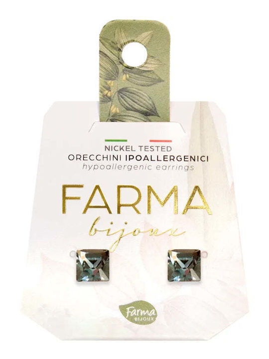FARMA BIJOUX - Υποαλλεργικά Σκουλαρίκια Κρύσταλλο Μαύρο 6mm 1 Ζευγάρι