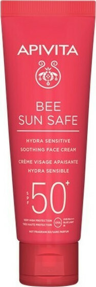 APIVITA - Bee Sun Safe Hydra Sensitive Face Cream SPF50+ Καταπραϋντική Αντηλιακή Κρέμα Προσώπου Ελαφριάς Υφής Για Ευαίσθητες Επιδερμίδες Με Χαμομήλι και Πρόπολη 50ml
