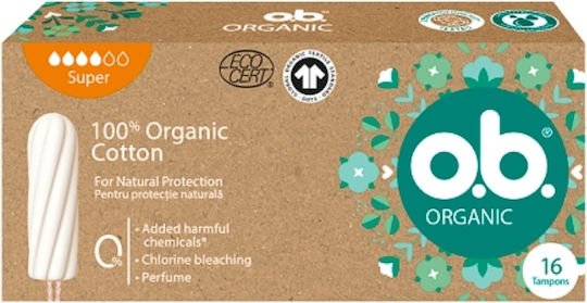 O.B. - 100% Organic Cotton Tampons - Οργανικά Ταμπόν για Αυξημένη Ροή 16τμχ